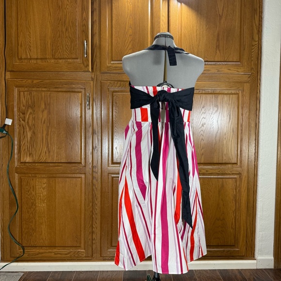 Kate Spade New York Black Halter Striped Midi Dress Size Medium - Picture 7 of 8